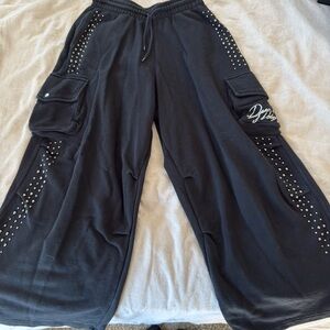 Darc Sport Black Wide-Leg Cargo Pants with Studded Details